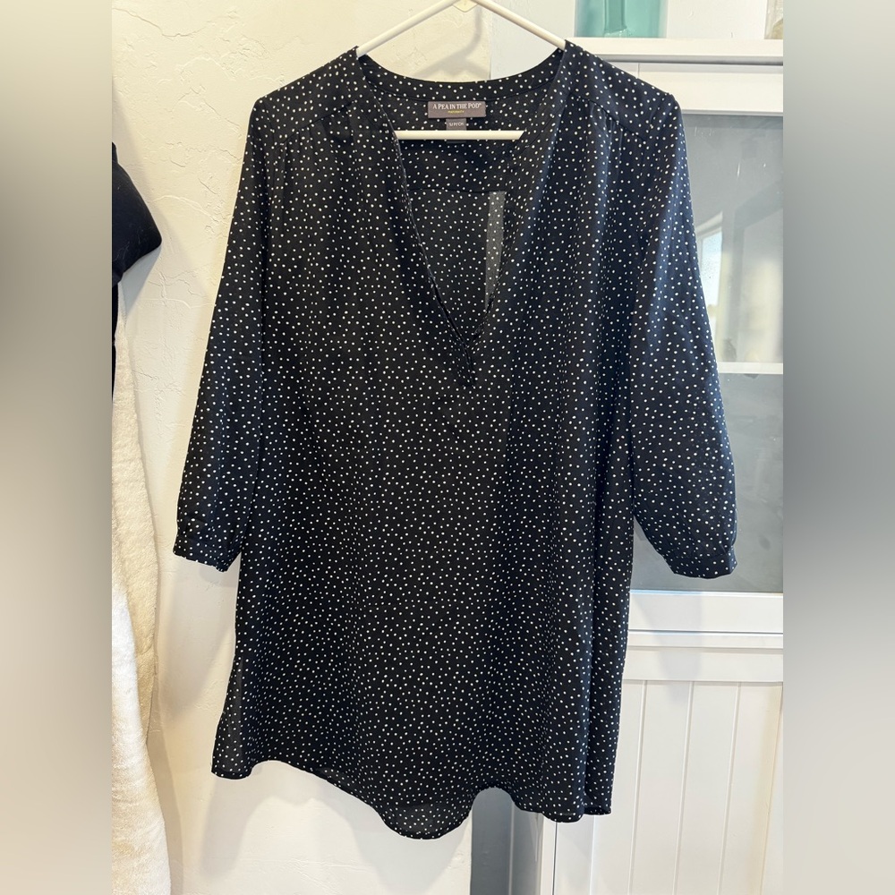 A Pea in the Pod Black and White Polka Dot Maternity Top